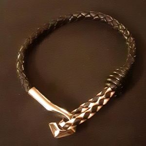 Black leather braided bracelet